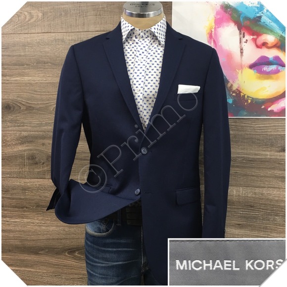 MICHAEL KORS Mens Blazer Sport Coat Casual Jacket‎ Size 40R Blue Wool Suit